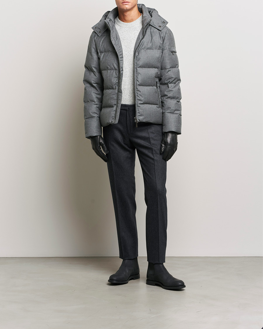 Herr | Jackor | MooRER | Brett Wool/Cashmere Hooded Jacket Grey