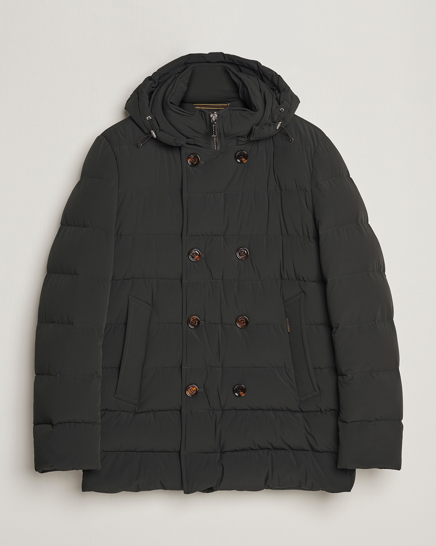 Herr | Jackor | MooRER | Florio Double Breasted Nylon Coat Dark Green