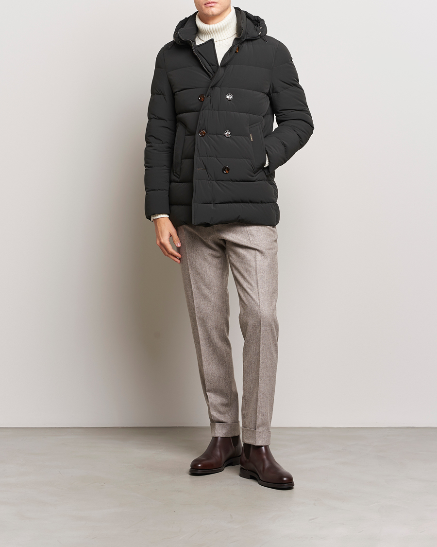 Herr | Jackor | MooRER | Florio Double Breasted Nylon Coat Dark Green