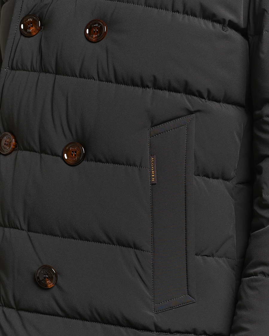Herr | Jackor | MooRER | Florio Double Breasted Nylon Coat Dark Green