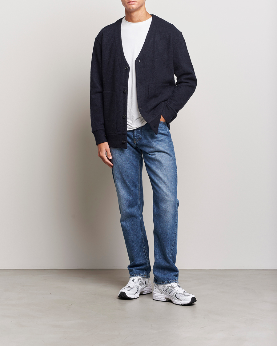 Herr | Tröjor | NN07 | Ice Boiled Wool Cardigan Navy Blue