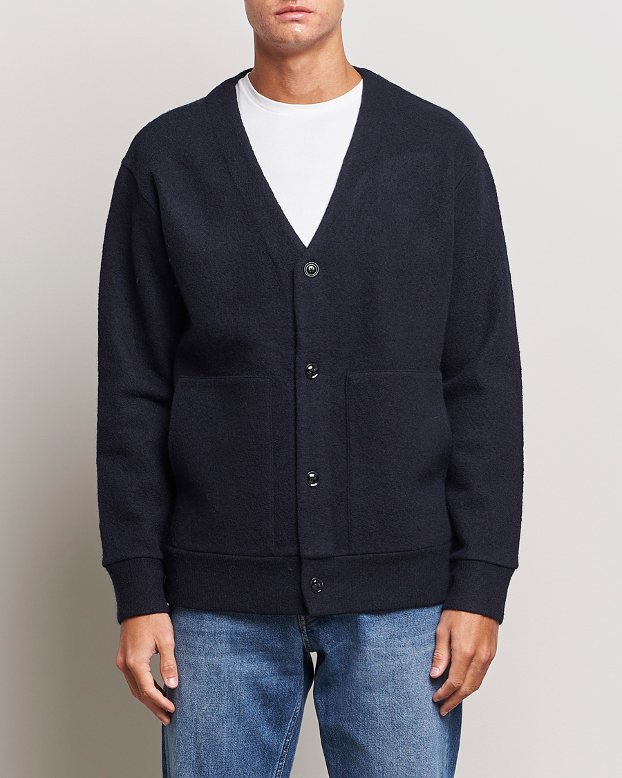 Herr |  | NN07 | Ice Boiled Wool Cardigan Navy Blue