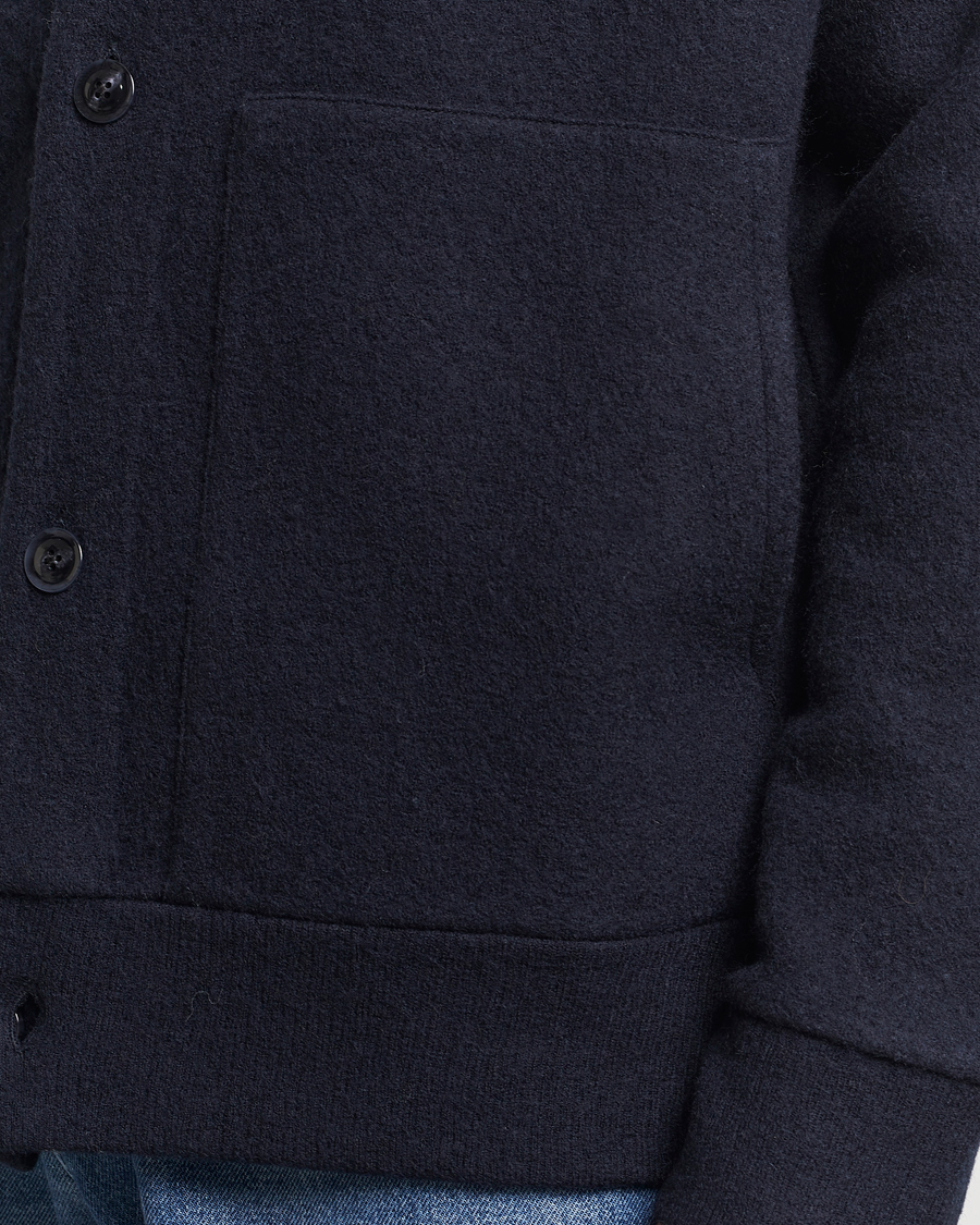 Herr | Tröjor | NN07 | Ice Boiled Wool Cardigan Navy Blue