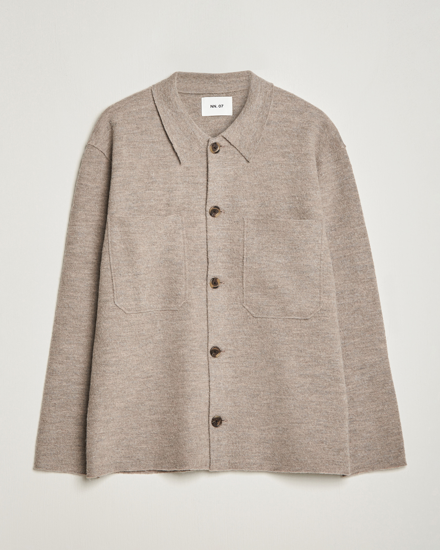 Herr | Tröjor | NN07 | Jonas Boiled Wool Cardigan Khaki Beige