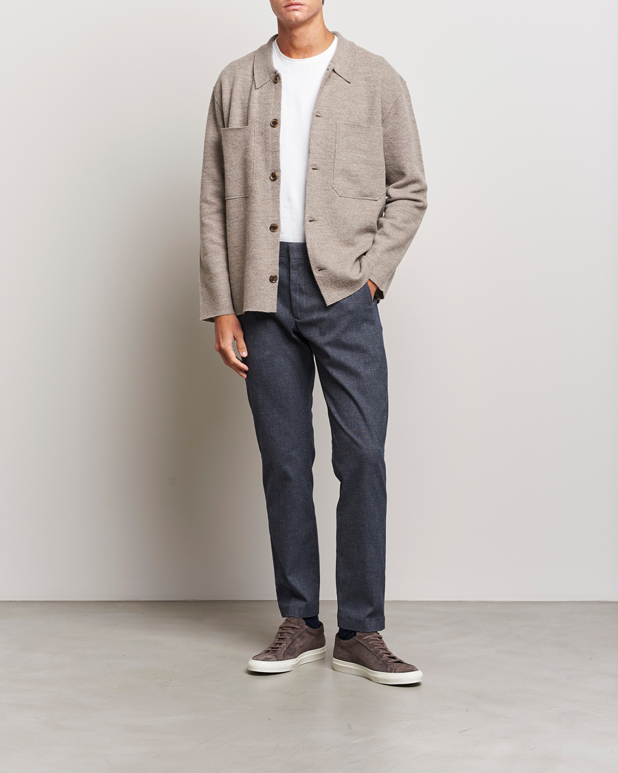 Herr | Tröjor | NN07 | Jonas Boiled Wool Cardigan Khaki Beige