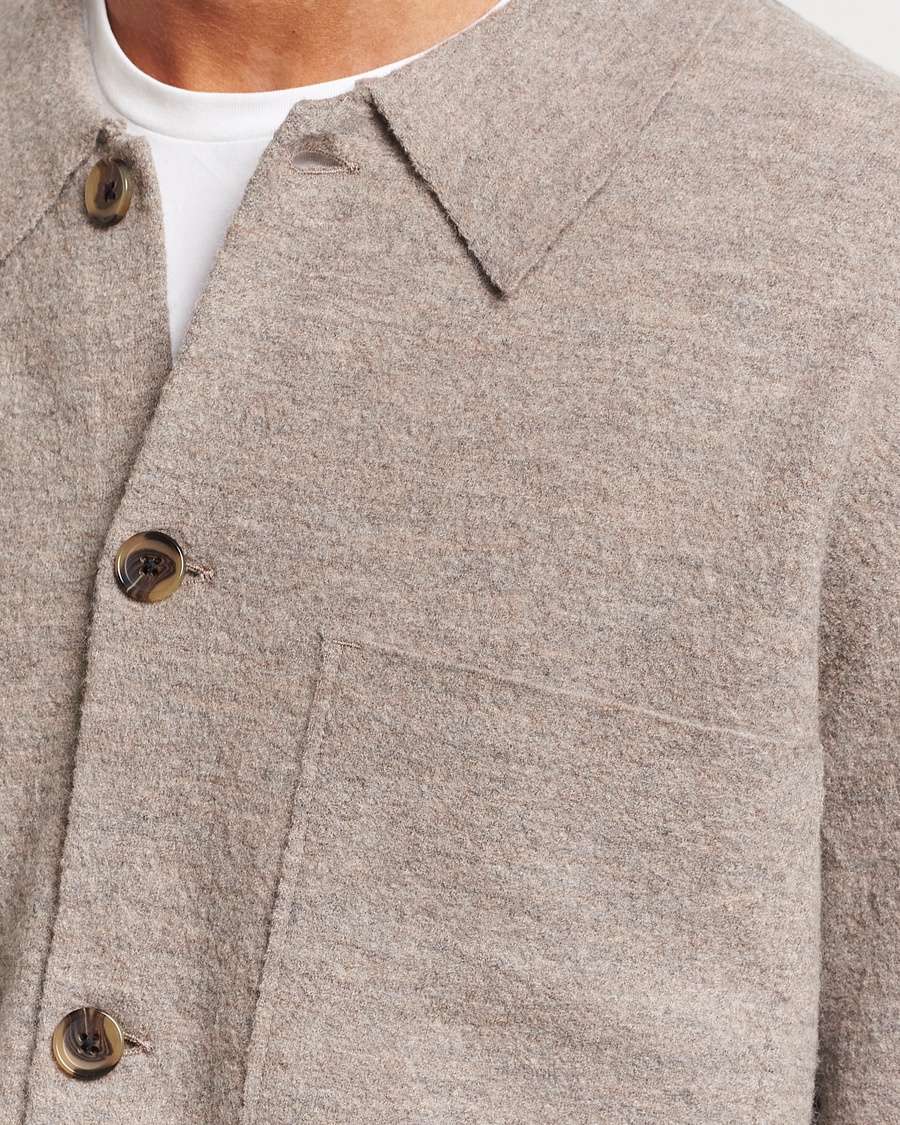 Herr | Tröjor | NN07 | Jonas Boiled Wool Cardigan Khaki Beige