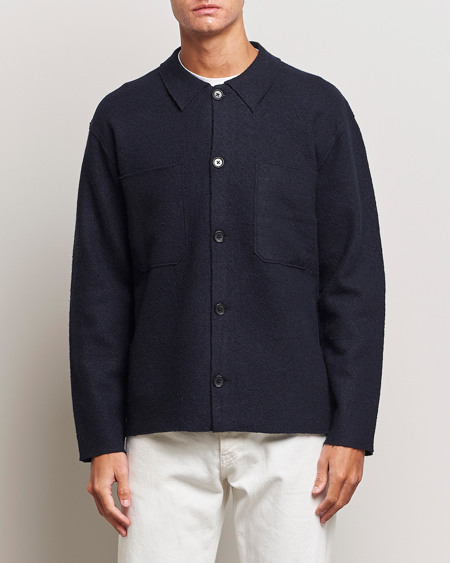 Herr |  | NN07 | Jonas Boiled Wool Cardigan Navy Blue