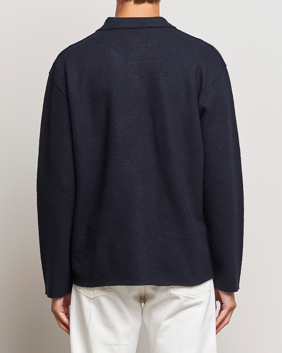 Herr | Tröjor | NN07 | Jonas Boiled Wool Cardigan Navy Blue