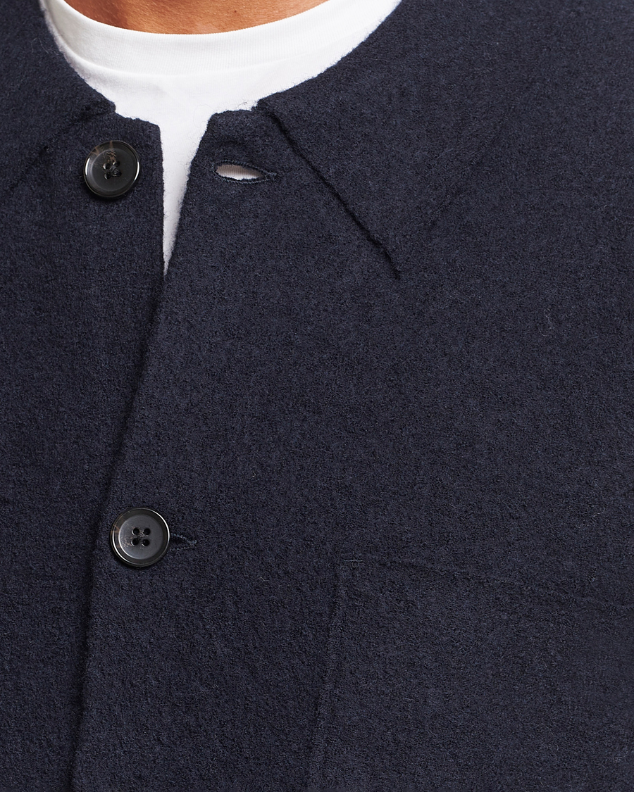 Herr | Tröjor | NN07 | Jonas Boiled Wool Cardigan Navy Blue