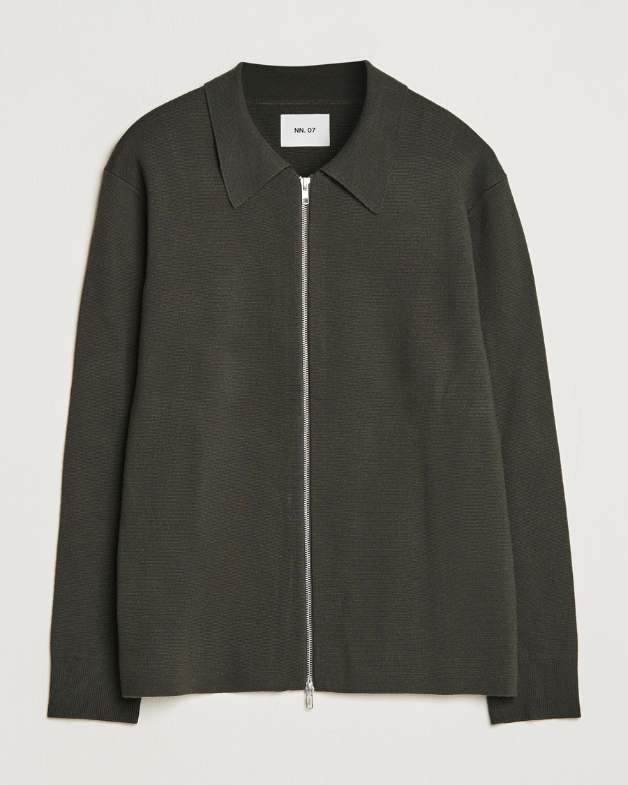 Herr | Tröjor | NN07 | Harald Knitted Full Zip Dark Green