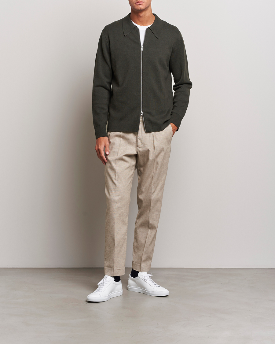 Herr | Tröjor | NN07 | Harald Knitted Full Zip Dark Green