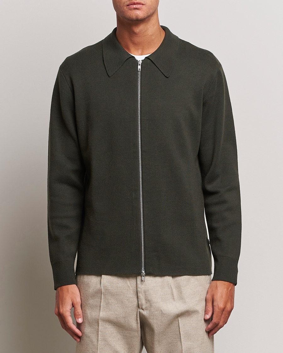Herr | Tröjor | NN07 | Harald Knitted Full Zip Dark Green