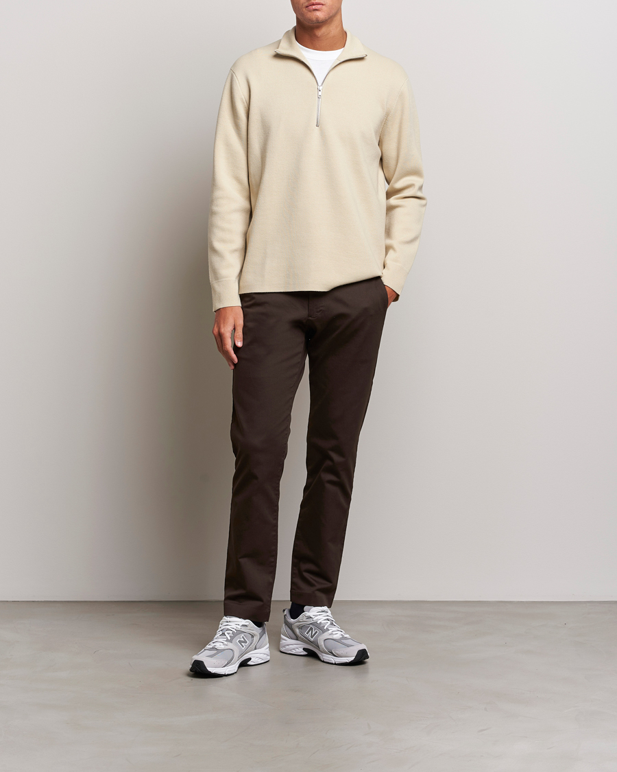 Herr | Tröjor | NN07 | Harald Cotton/Modal Half Zip Ecru