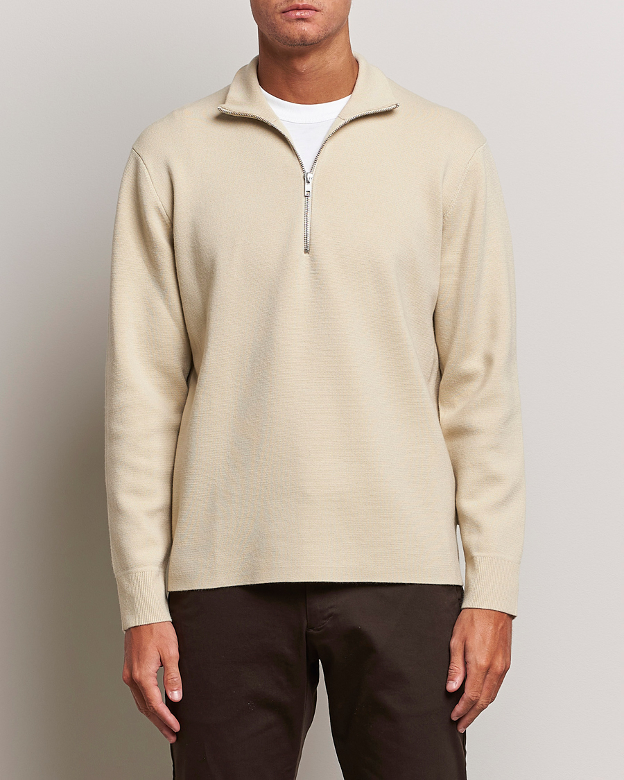 Herr | Tröjor | NN07 | Harald Cotton/Modal Half Zip Ecru