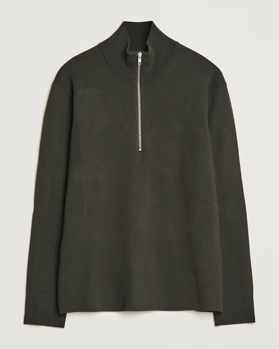 Herr | Tröjor | NN07 | Harald Cotton/Modal Half Zip Dark Army
