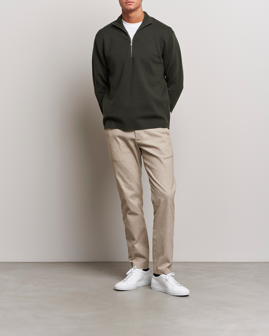 Herr | Tröjor | NN07 | Harald Cotton/Modal Half Zip Dark Army