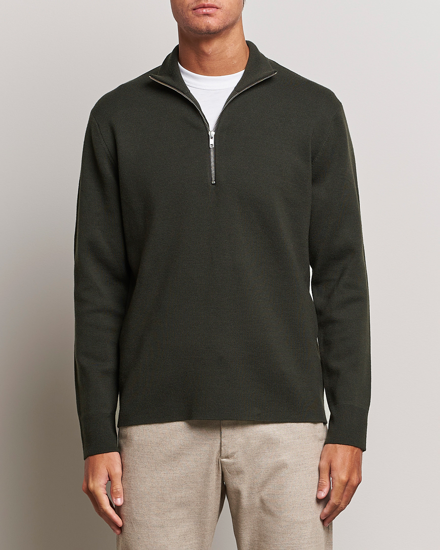 Herr | Tröjor | NN07 | Harald Cotton/Modal Half Zip Dark Army