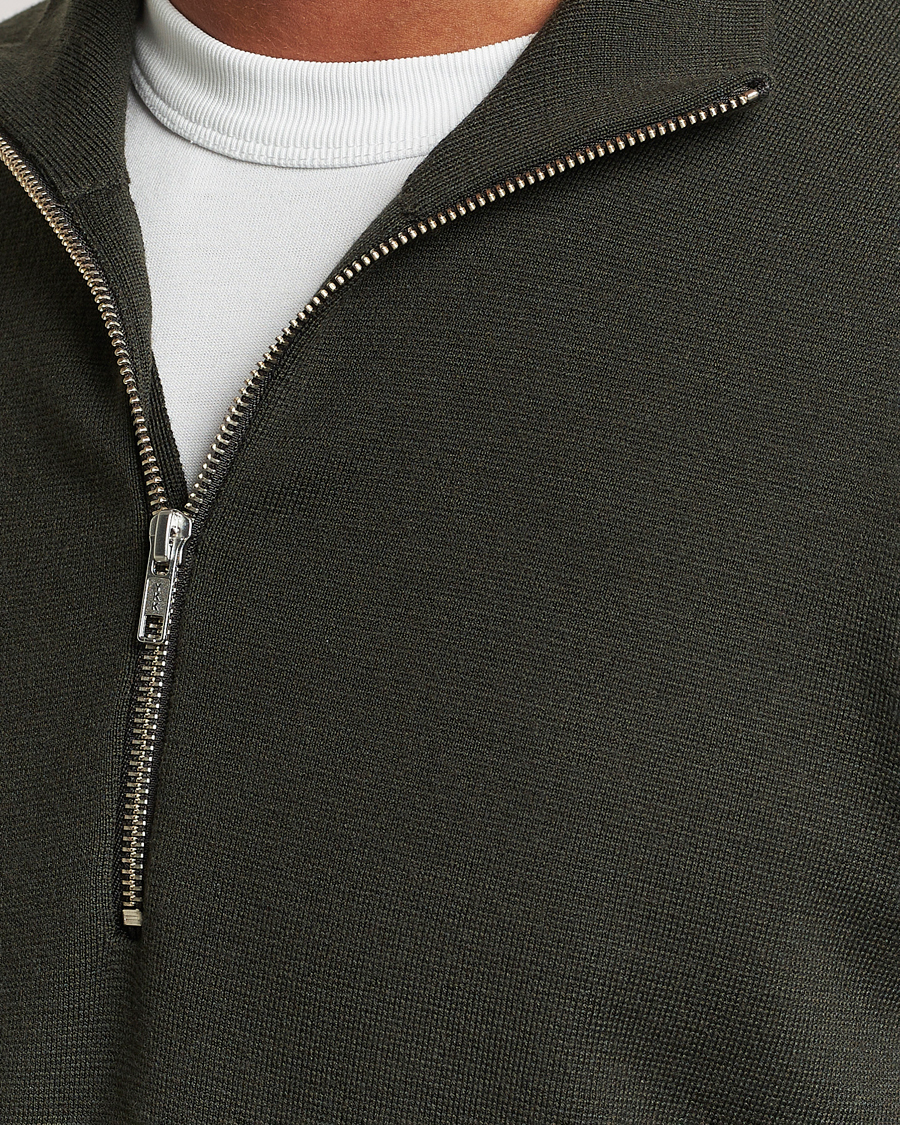 Herr | Tröjor | NN07 | Harald Cotton/Modal Half Zip Dark Army