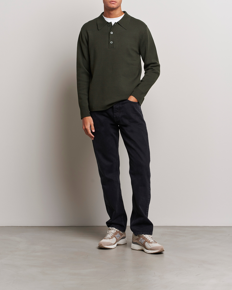 Herr | Tröjor | NN07 | Harald Knitted Polo Dark Green