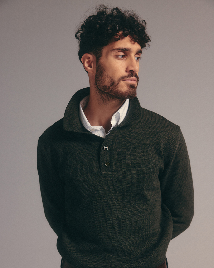 Herr | Tröjor | NN07 | Harald Knitted Polo Dark Green