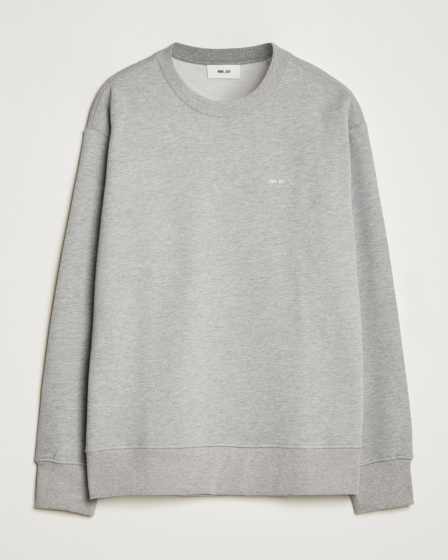 Herr | Tröjor | NN07 | Briggs Logo Crew Neck Sweatshirt Light Grey Melange