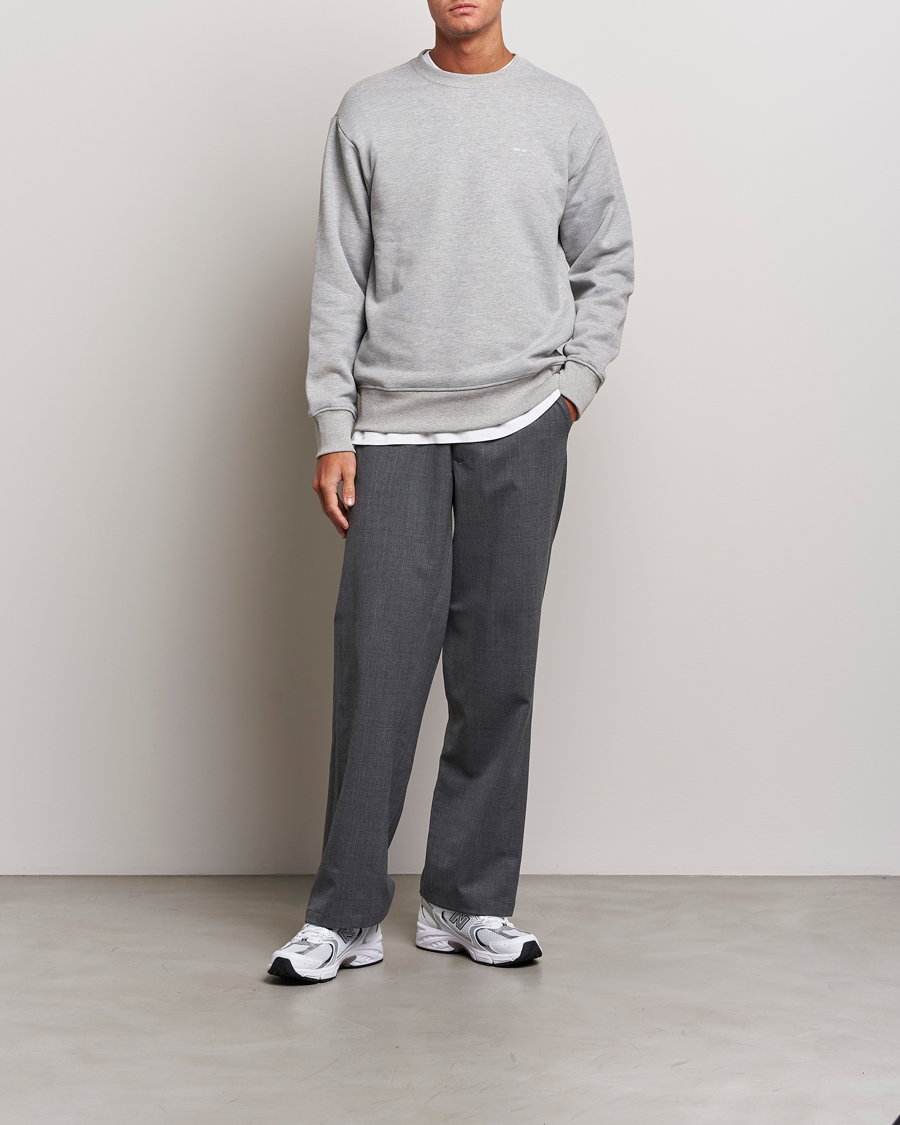 Herr | Tröjor | NN07 | Briggs Logo Crew Neck Sweatshirt Light Grey Melange