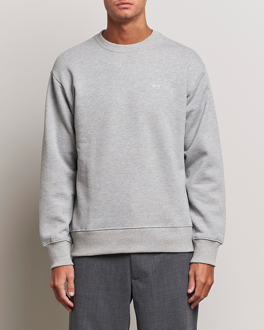 Herr | Tröjor | NN07 | Briggs Logo Crew Neck Sweatshirt Light Grey Melange
