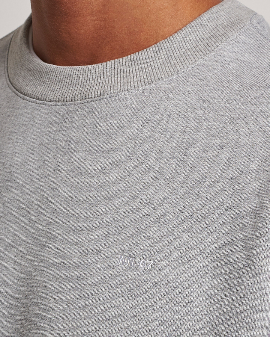 Herr | Tröjor | NN07 | Briggs Logo Crew Neck Sweatshirt Light Grey Melange