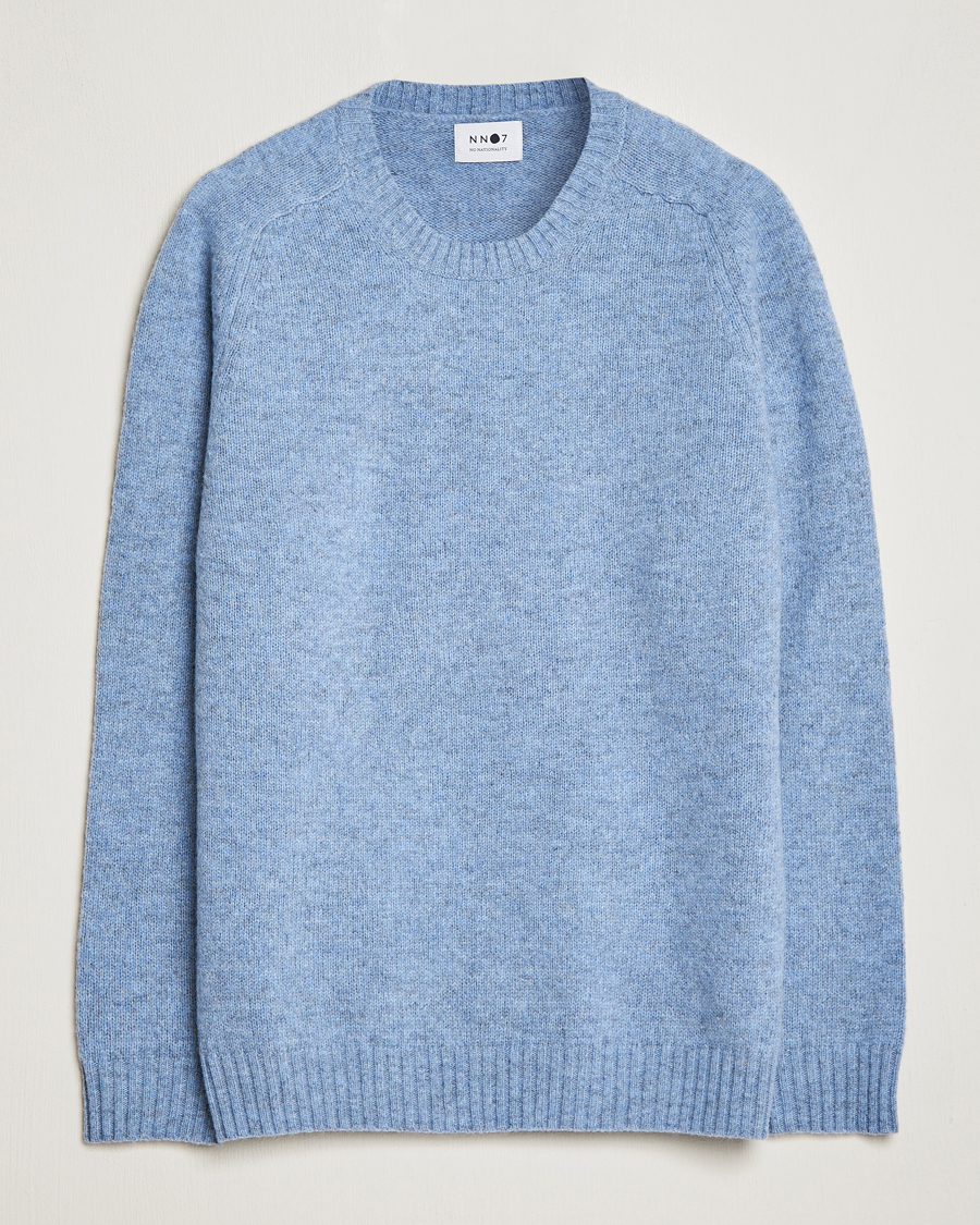 Herr | Tröjor | NN07 | Nathan Brushed Crew Neck Light Blue Melange