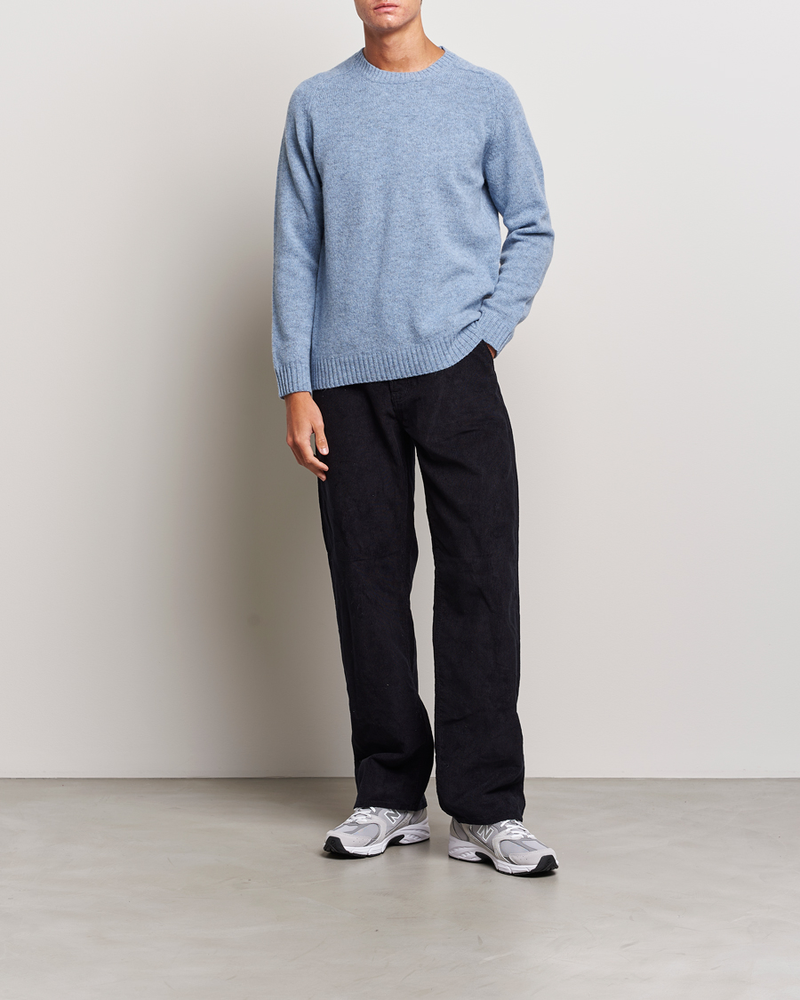Herr | Tröjor | NN07 | Nathan Brushed Crew Neck Light Blue Melange