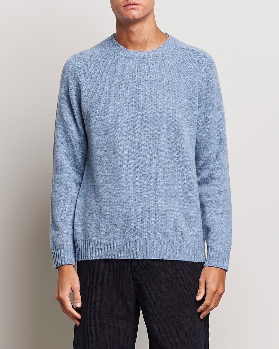 Herr | Tröjor | NN07 | Nathan Brushed Crew Neck Light Blue Melange