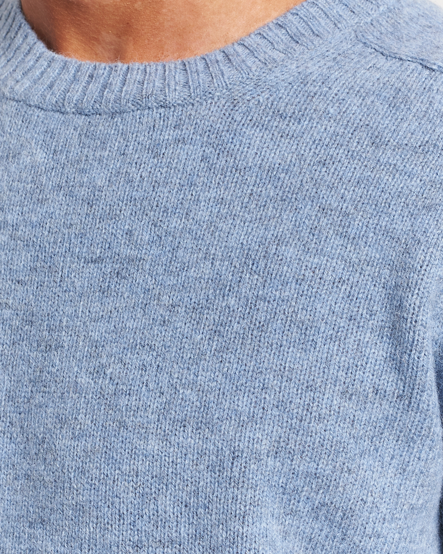 Herr | Tröjor | NN07 | Nathan Brushed Crew Neck Light Blue Melange
