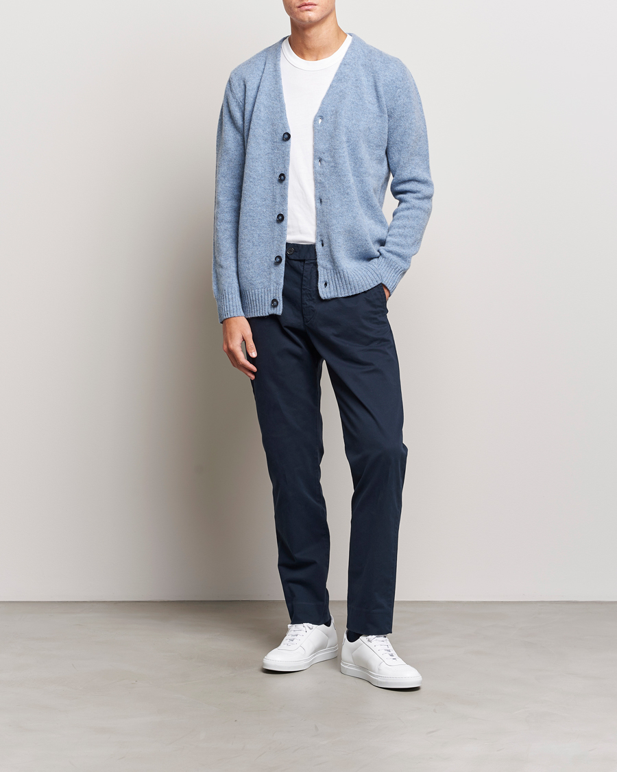 Herr | Tröjor | NN07 | Nathan Brushed Cardigan Light Blue Melange