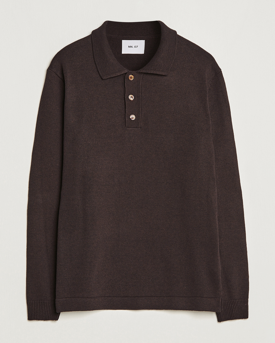 Herr | Tröjor | NN07 | Vito Knitted Polo Demitasse Brown