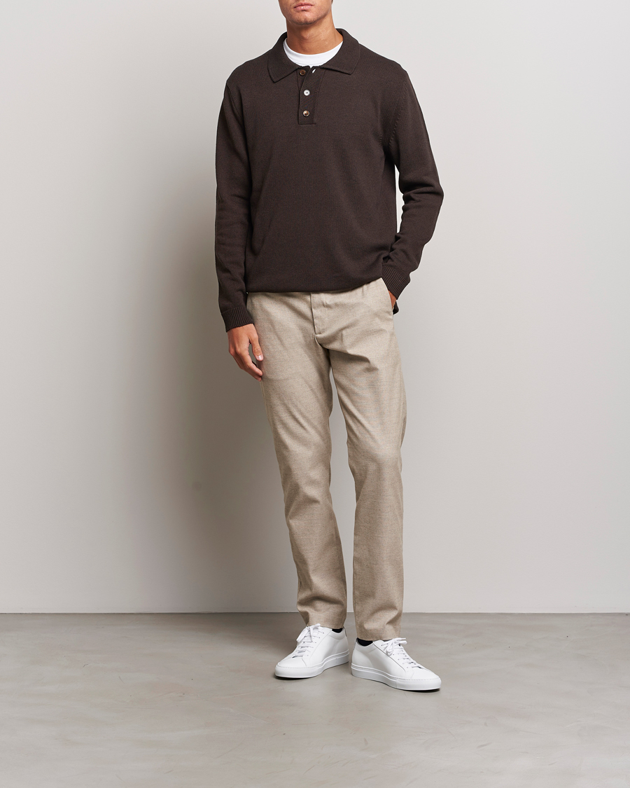 Herr | Tröjor | NN07 | Vito Knitted Polo Demitasse Brown
