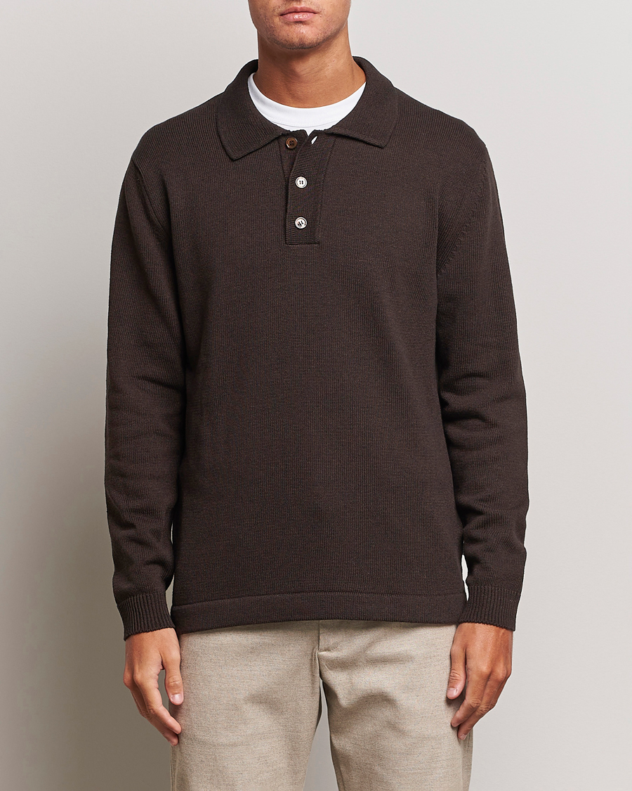 Herr | Tröjor | NN07 | Vito Knitted Polo Demitasse Brown