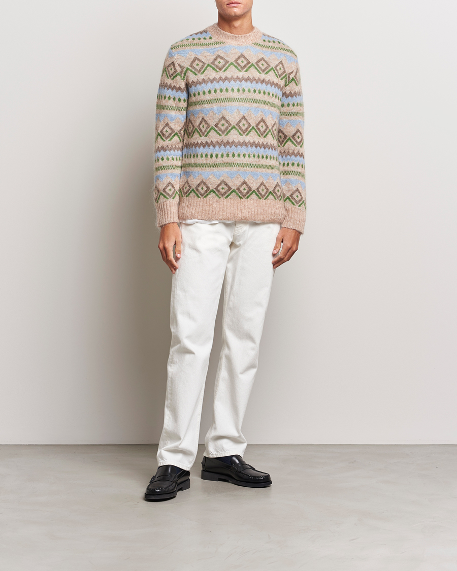 Herr | Tröjor | NN07 | Morgan Wool Fairisle Sweater Nature Melange