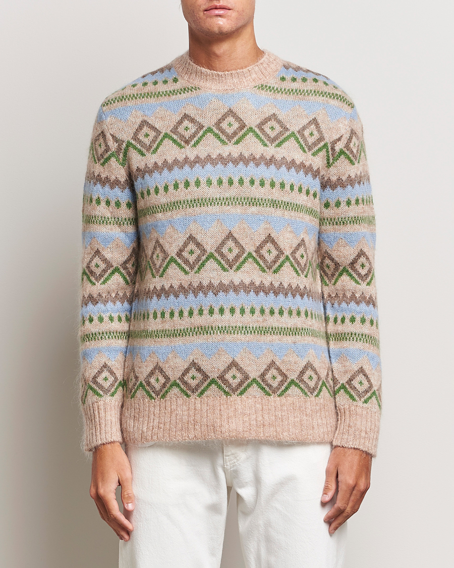 Herr | Stickade tröjor | NN07 | Morgan Wool Fairisle Sweater Nature Melange