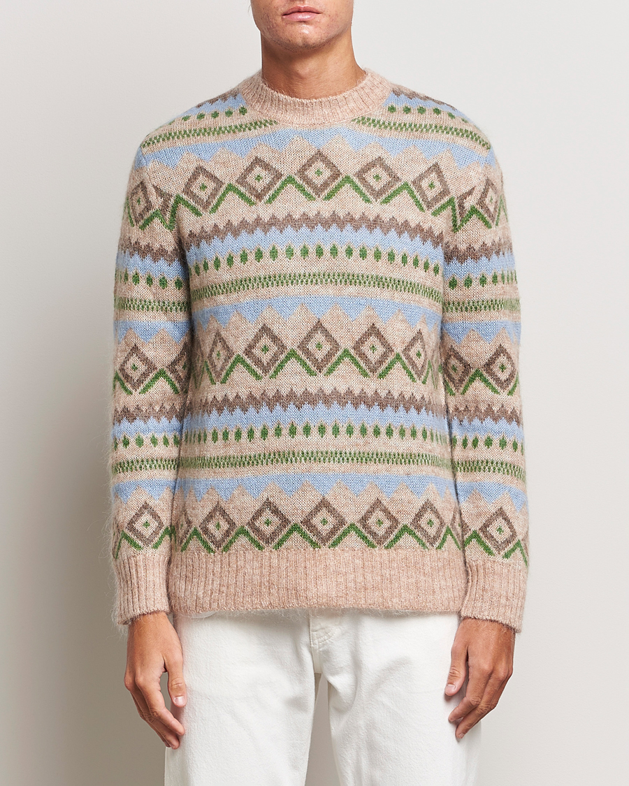 Herr | Tröjor | NN07 | Morgan Wool Fairisle Sweater Nature Melange