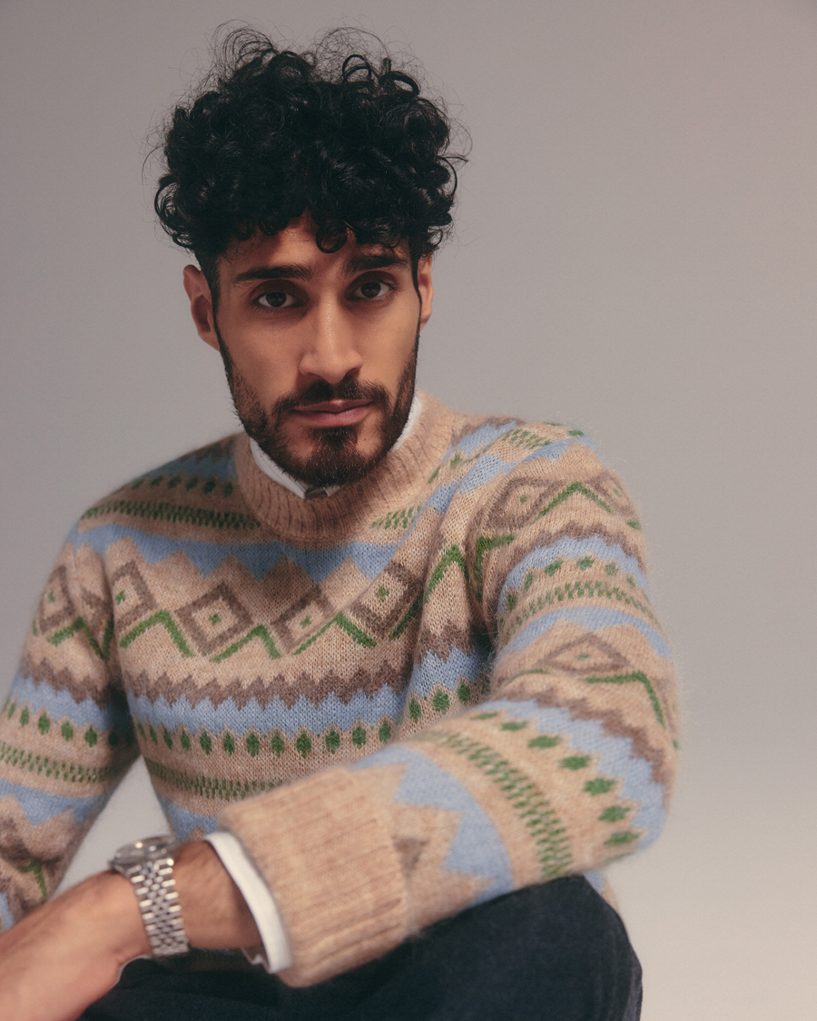 Herr | Tröjor | NN07 | Morgan Wool Fairisle Sweater Nature Melange