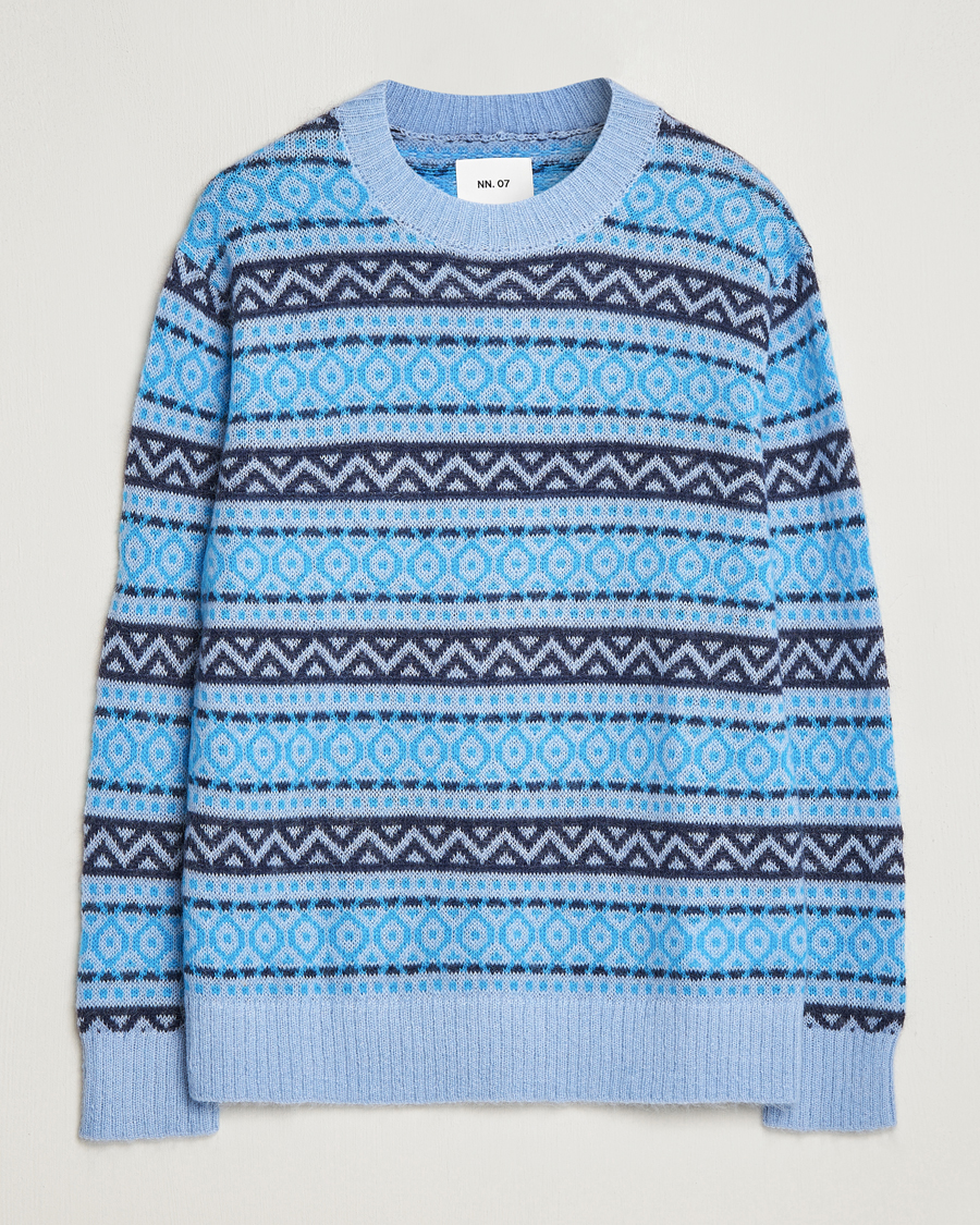Herr | Tröjor | NN07 | Grant Wool Fairisle Sweater Light Blue