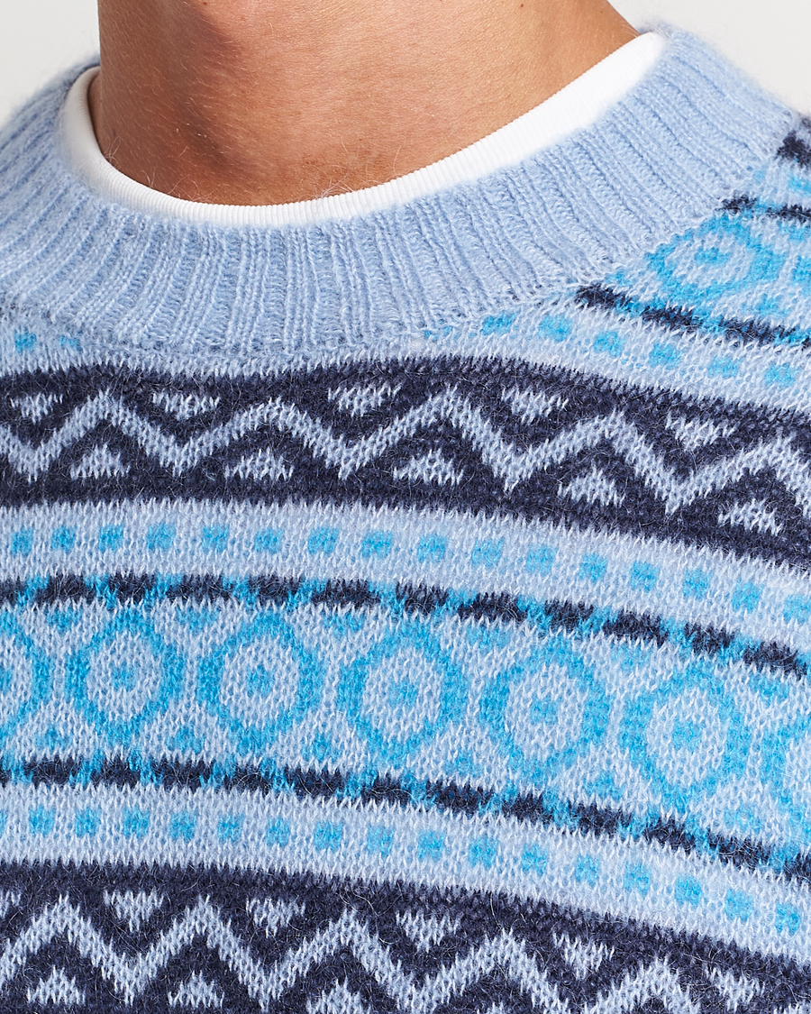 Herr | Tröjor | NN07 | Grant Wool Fairisle Sweater Light Blue