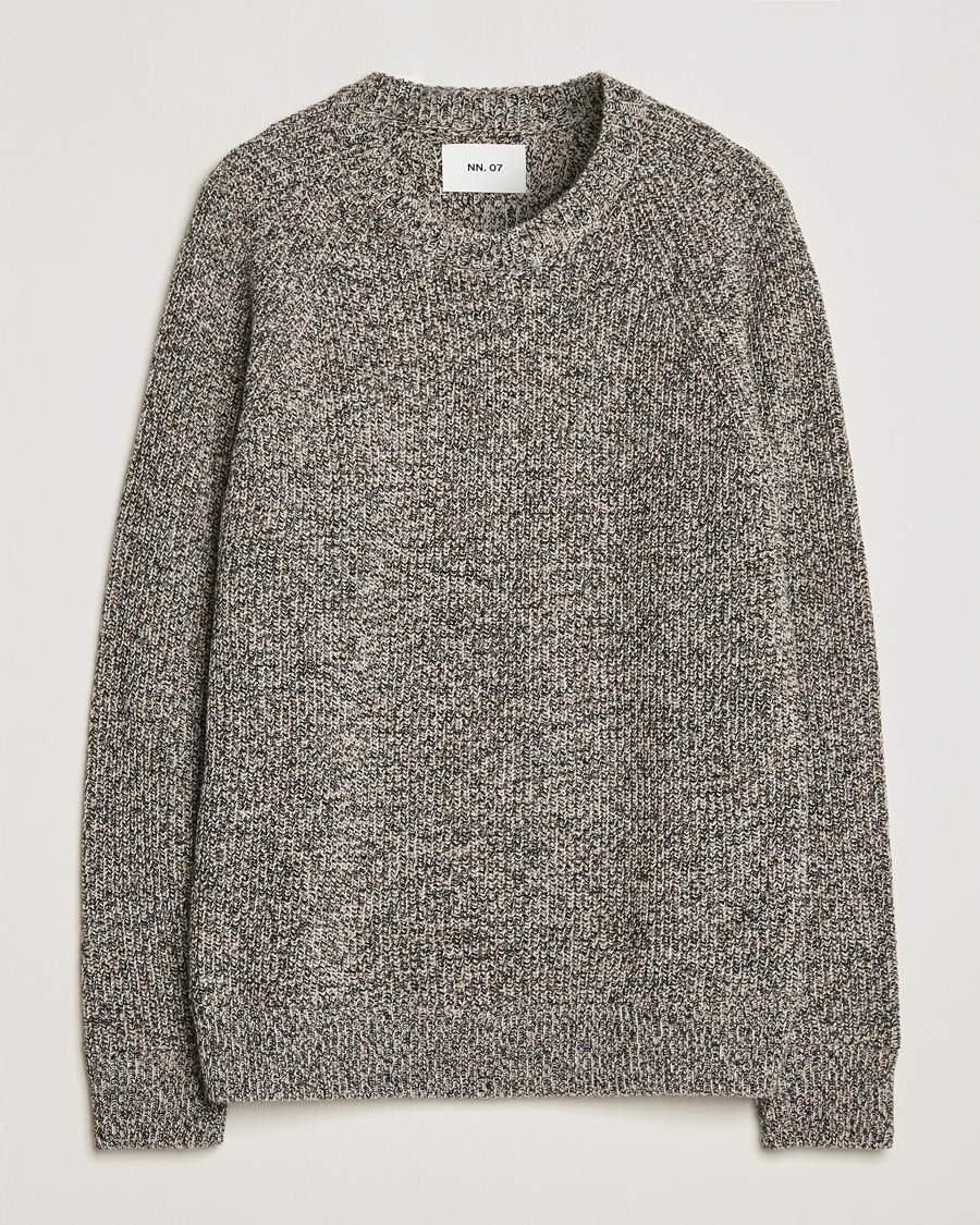 Herr | Tröjor | NN07 | Jacobo Heavy Knitted Sweater Khaki Melange