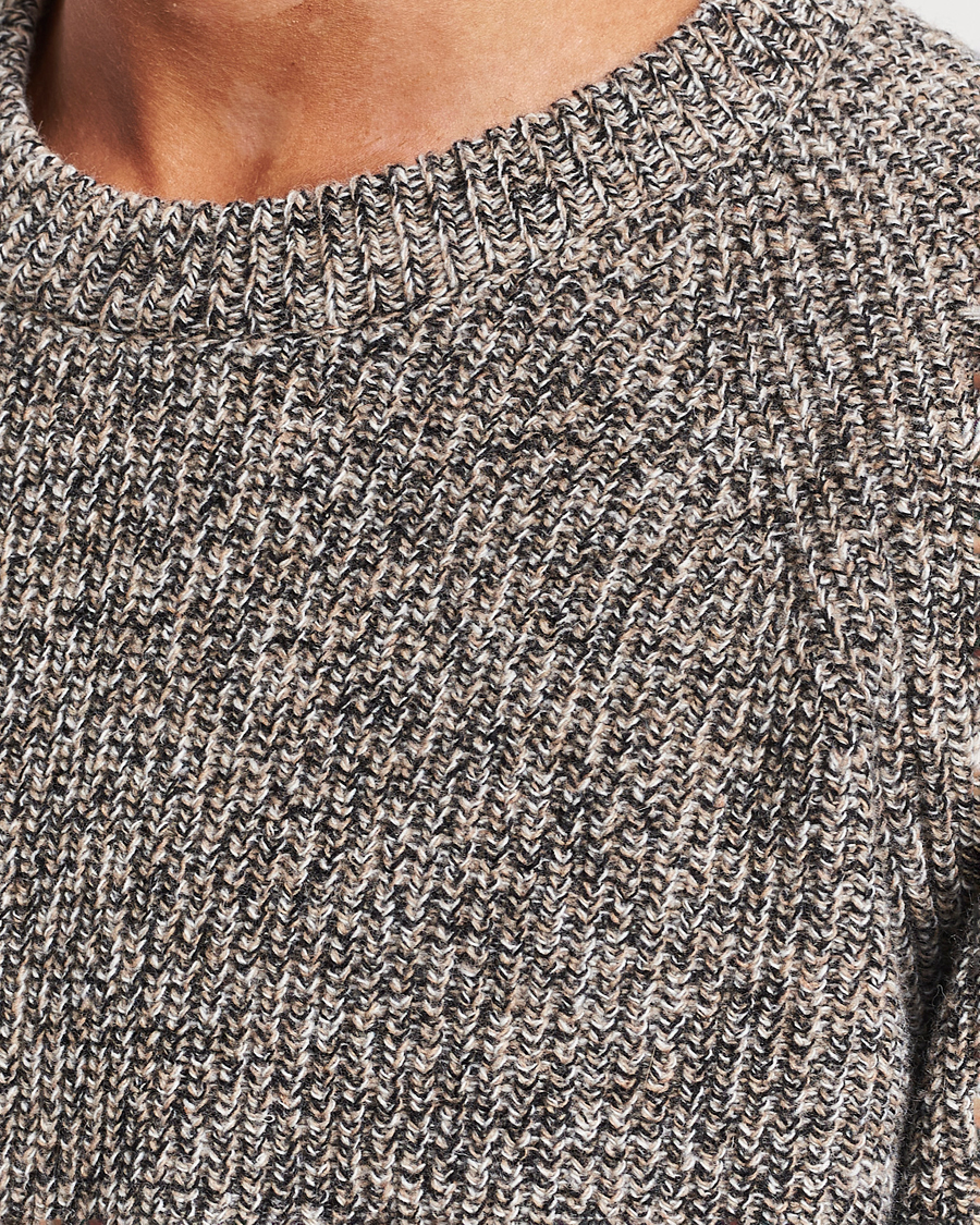 Herr | Tröjor | NN07 | Jacobo Heavy Knitted Sweater Khaki Melange