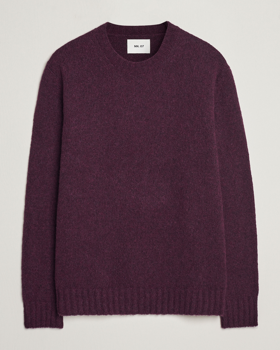 Herr | Tröjor | NN07 | Lee Brushed Wool Crew Neck Plum