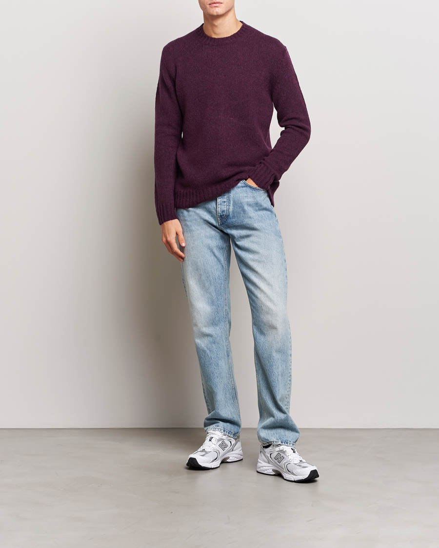 Herr | Tröjor | NN07 | Lee Brushed Wool Crew Neck Plum