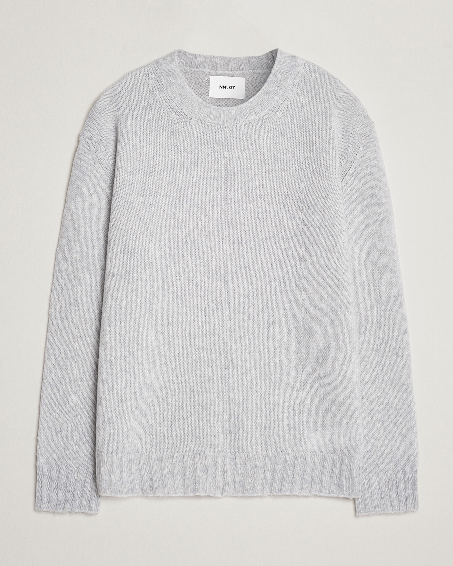 Herr | Tröjor | NN07 | Lee Brushed Wool Crew Neck Light Grey Melange
