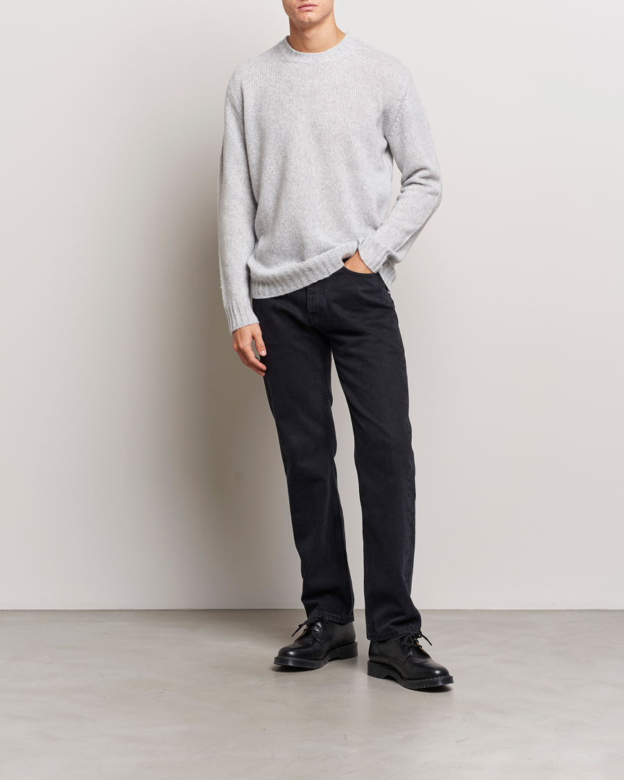 Herr | Tröjor | NN07 | Lee Brushed Wool Crew Neck Light Grey Melange