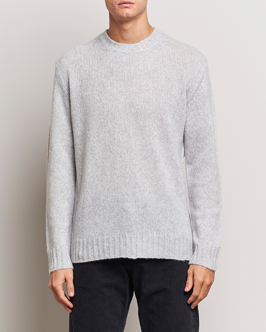 Herr | Tröjor | NN07 | Lee Brushed Wool Crew Neck Light Grey Melange