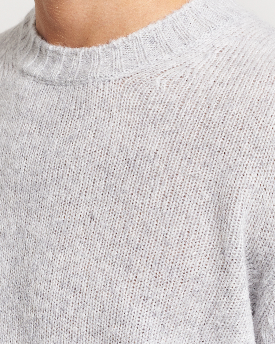Herr | Tröjor | NN07 | Lee Brushed Wool Crew Neck Light Grey Melange